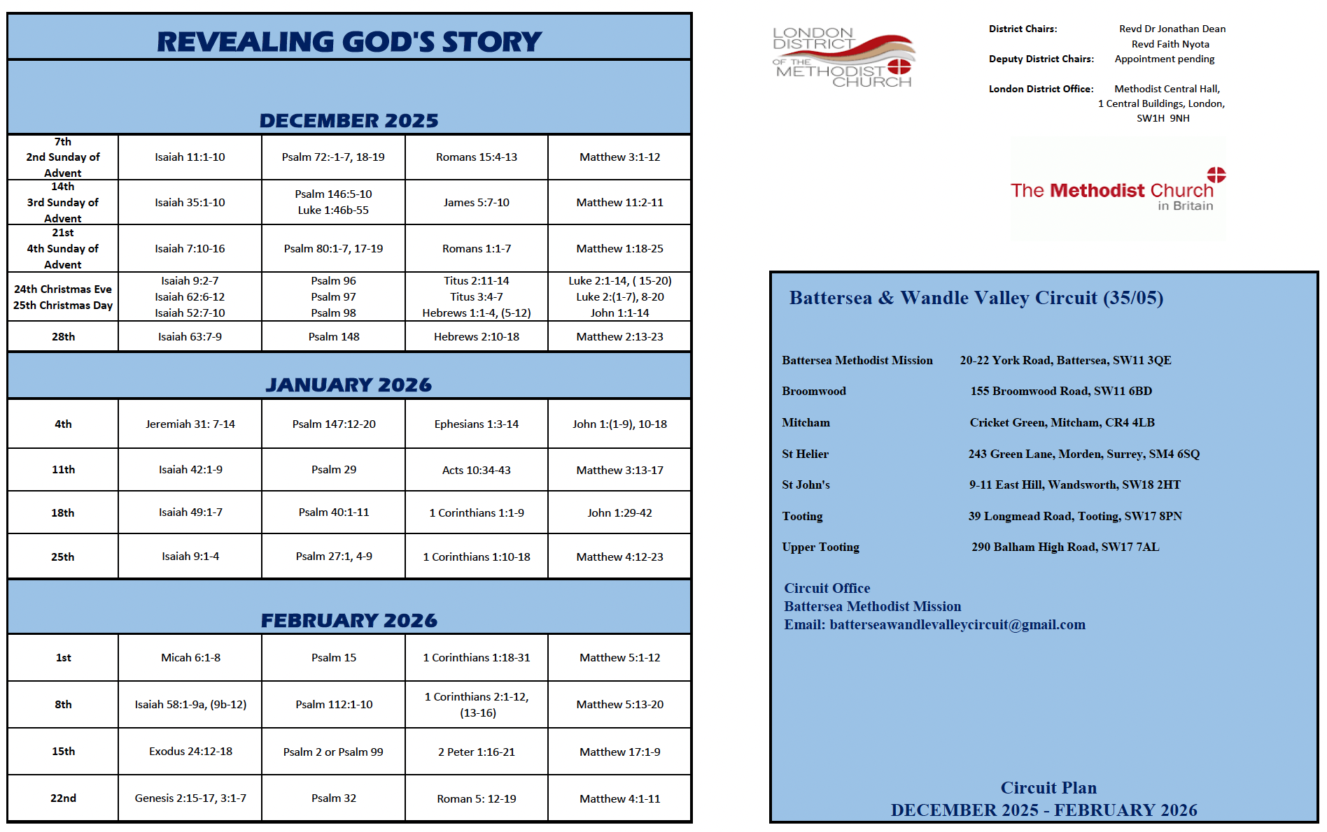 Battersea and Wandle Circuit Bible Study 